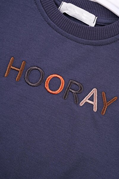 zepkids Crew nyakú, hosszú ujjú hurrányomott antracit színű fiú kétrészes készlet