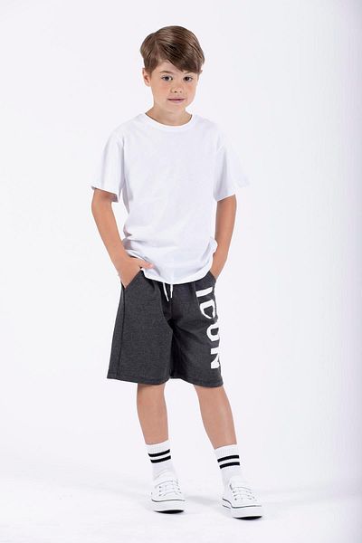 zepkids Boy Capri - Anthracite Color, Icon Printed
