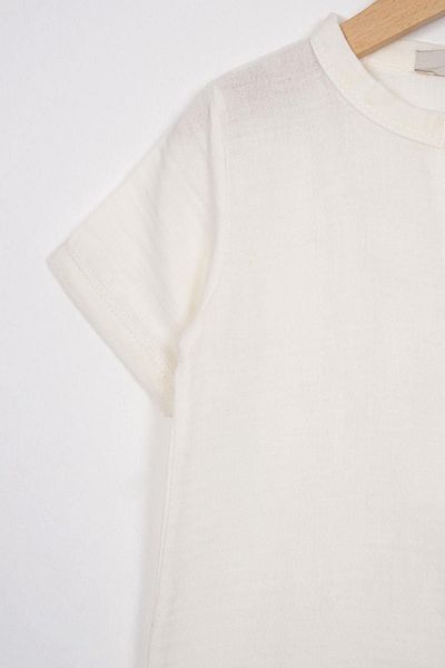 zepkids Crew Neck Short Sleeve Crew Neck Button Detailed Short Sleeve Ecru Color Boy's Suit