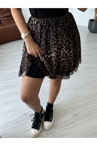 KÜBRA SÖYLEMEZ BOUTİQUE Mini Leopard Patterned Tulle Skirt