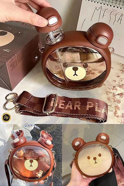 Snow Homs 2 Outlet Bpa Free Cute Teddy Bear Model Water Bottle - Children's School Water Bottle