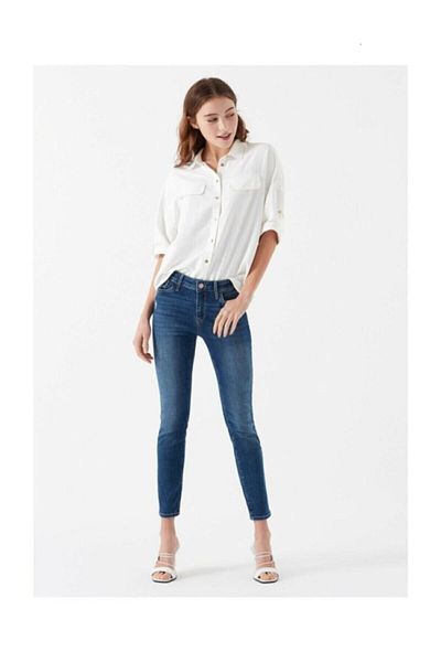 DRC trend Pantaloni din blugi din blugi din blugi din lycra cu talie înaltă pentru femei asiatice