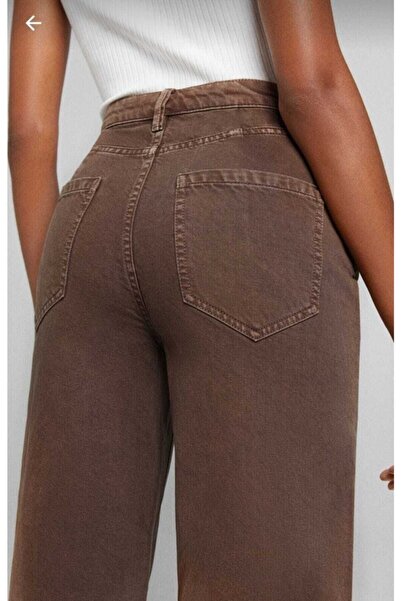 DRC trend Brown Lycra Super High Waist Loose Jeans Palazzo Trousers. (SUPER HIGH) Wide Leg