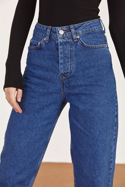 DRC trend Blugi Mom Blue Lycra Talie Înaltă Blugi Denim