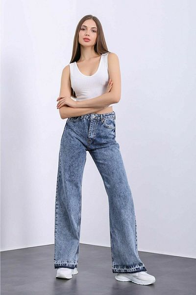 DRC trend Blugi din denim cu talie super înaltă pentru femei din anii '90 din Lycra Pantaloni Palazzo
