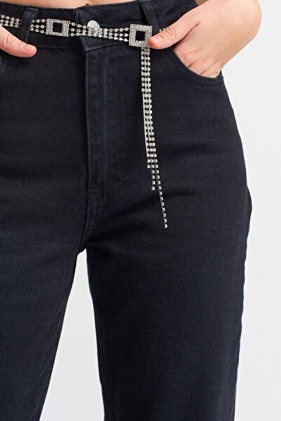 DRC trend Blugi negri Mom Blugi din Lycra moale cu talie înaltă