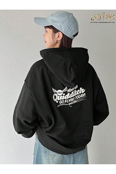 Mythologie Quidditch Today Hooded Black Oversize Sweatshirt