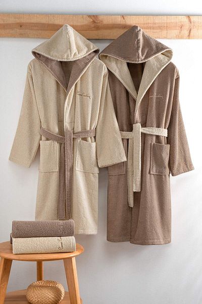 Pierre Cardin Οικογενειακό Σετ 4 Hoodie - Χρώματα καφέ και κρέμα