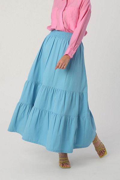 ALLDAY Turquoise Gipe Detailed Long Skirt