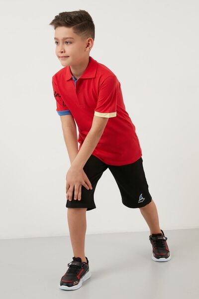 Lela Imprimat cu bandă elastică în talie Guler polo 100% bumbac Set 2 piese j...