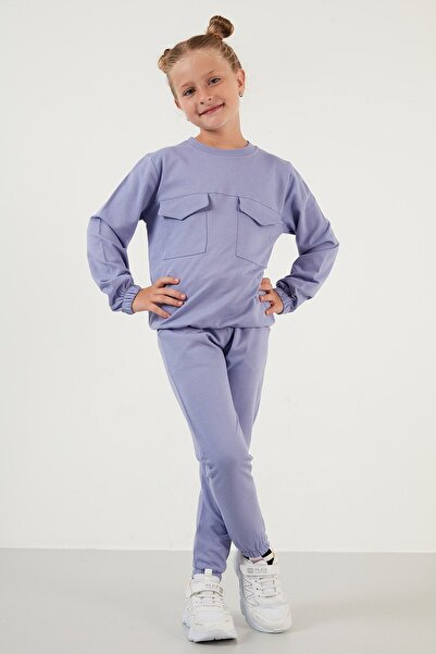 Lela Cep Detaylı Bisiklet Yaka % 100 Pamuk Spor Takım Kız Çocuk Takım 59214401