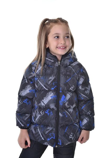 freemen Girl's Saks Anthracite Digital Pattern Fleece Water and Windproof Hooded Inflatable Winter Coat