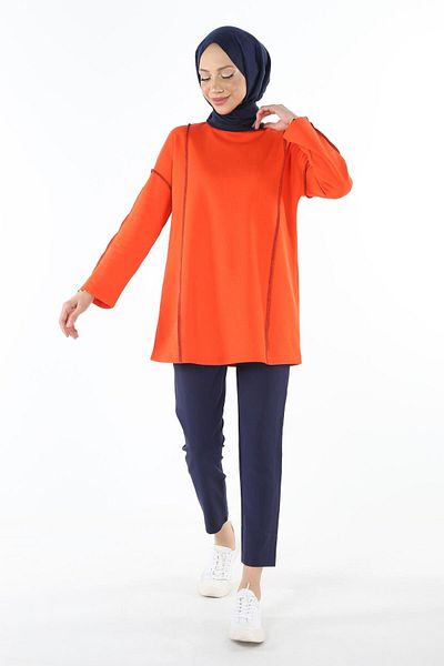 Plistre 2229_τριμμένο φούτερ Karyoka Stitched Basic Hijab