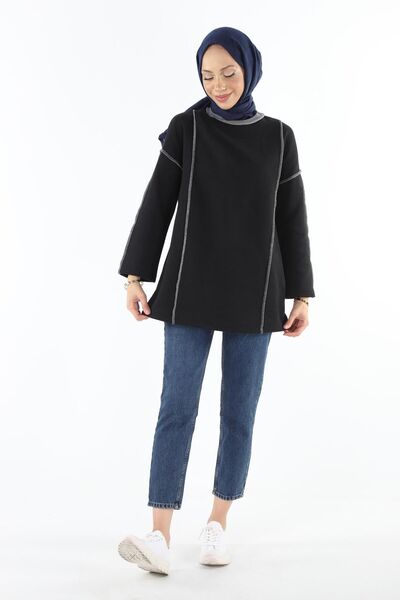 Plistre 2229_τριμμένο φούτερ Karyoka Stitched Basic Hijab