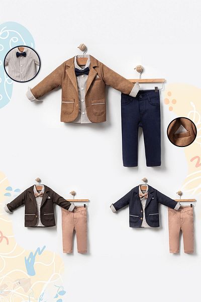 LULU Kids Elisa Boy's Suit - Set of 4 with Bow Tie and Slopet
