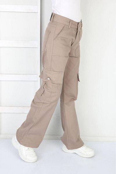 Pina Kids Girl's Flare Leg Linen Cargo Pants