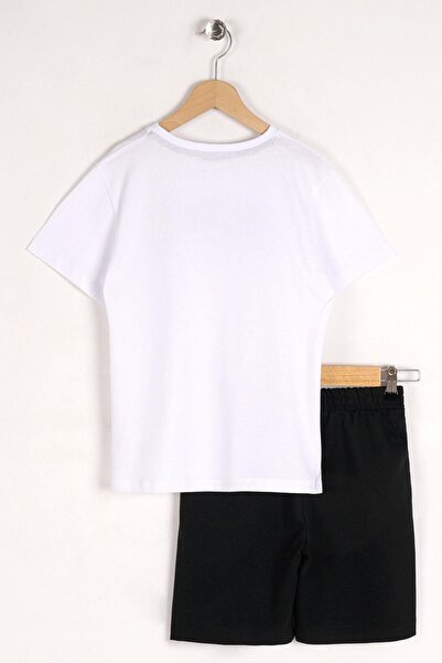 zepkids Crew Neck Short Sleeve Never Stop Smiling Printed White Color Boy Capri Suit