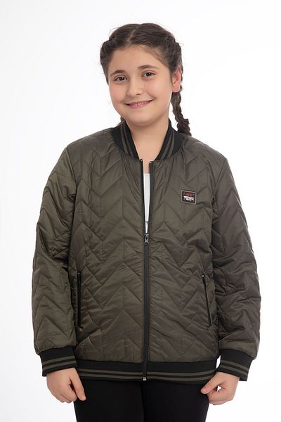 Royalside Girl's Khaki College Collar Lined Water and Windproof Zippered Pocket Coat Jacket