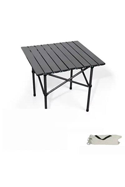 POBO Küçük Boy Siyah Full Alüminyum Kamp Masası Piknik Plaj Masası Tatil Kahv...