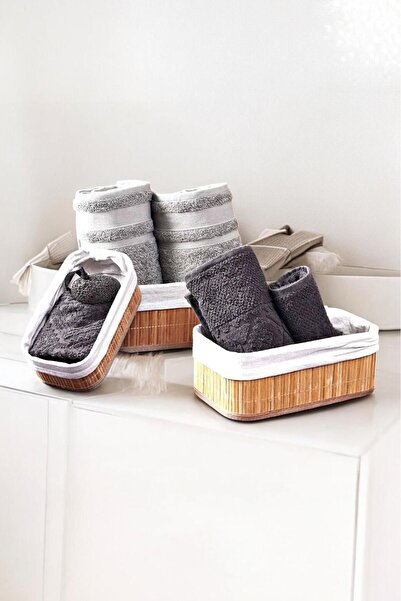 Sezka Life 3-комплект бамбукових кошиків - органайзер для ванної кімнати та к...