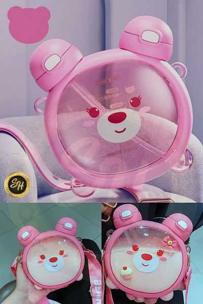 Snow Homs 2 Outlet Bpa Free Cute Teddy Bear Model Water Bottle - Children's School Water Bottle