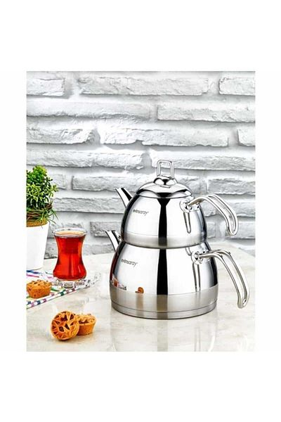Evimsaray Steel Venus Large Size Teapot White