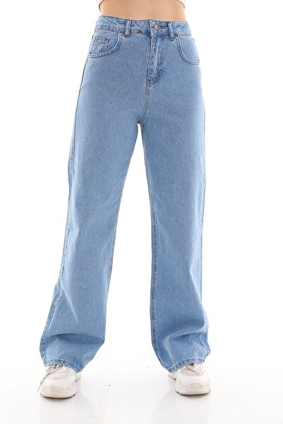 DRC trend 90s أزرق فاتح ليكرا سوبر عالية الخصر جينز فضفاض