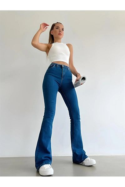 DRC trend Blugi spanioli din lycra albastru mediu indigo spaniol