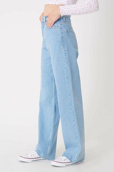 DRC trend Blue Lycra cu talie super înaltă, blugi largi, pantaloni Palazzo