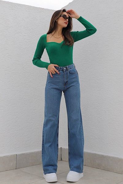 DRC trend Mid Blue Power Lycra - Blugi din denim cu talie înaltă