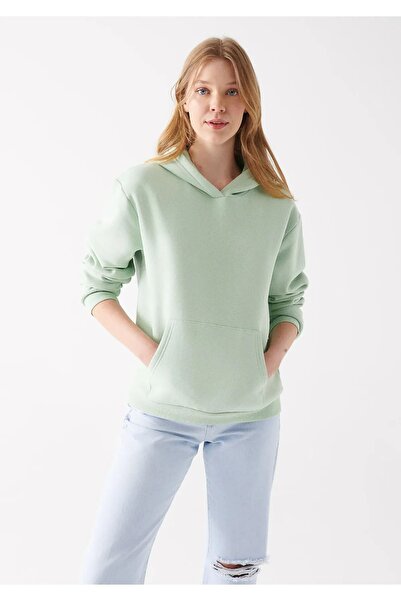 Mavi Kapüşonlu Yeşil Basic Sweatshirt 167299-34667