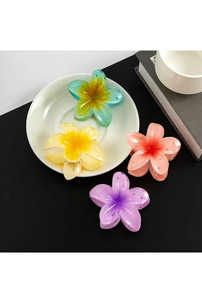 FELISHA Set de 4 cleme cu zăvor strălucitor flori de lotus galben, albastru, roz, violet