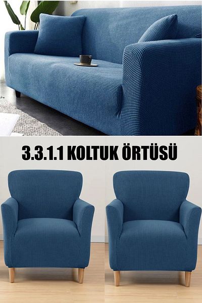 intil Husa de canapea din Lycra - Set de huse de canapea 3 3 1 1 (4 bucăți)