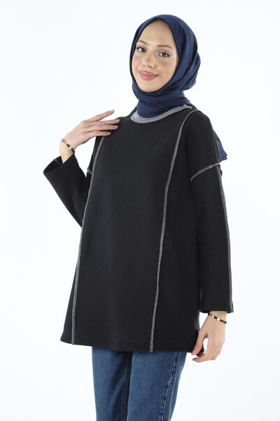 Plistre 2229_τριμμένο φούτερ Karyoka Stitched Basic Hijab