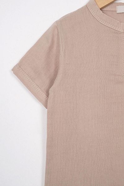 zepkids Set de pantaloni scurți pentru băieți, cu mânecă scurtă, cu gâtul turn, cu mânecă scurtă, cu nasturi