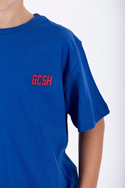 zepkids Crew Neck Short Sleeve GCSH Emblem Printed Saxe Color Boy's Suit