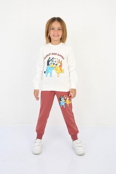 TRENDİMİZBİR Σετ φόρμας για κορίτσια Bluey Printed - Dusty Rose