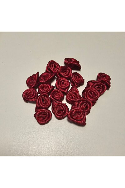 EL İŞİ Kırmızı minik saten Gül 10 adet