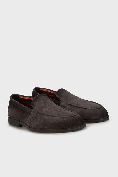 Santoni Men's Suede Laofer - Logo Shoes Mgar18829Smosrvrg76