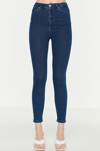 DRC trend Pantaloni skinny de culoare albastru închis