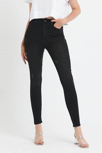 DRC trend Montpellier Women &Apos; S Black Nail High Waist Skinny Lycra Jeans