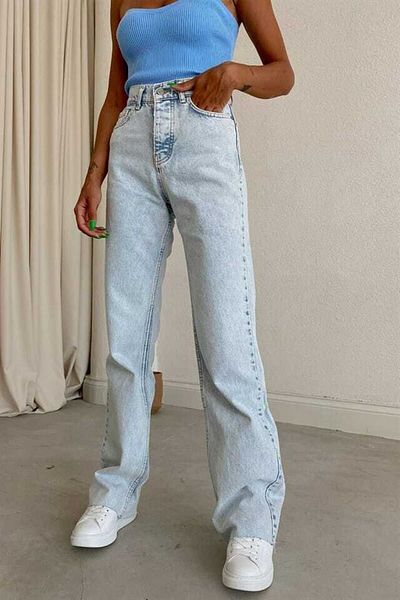 DRC trend Pantaloni blu largi Palazzo cu talie foarte înaltă Talya anii 90