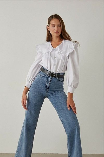 DRC trend Pantaloni Palazzo, blugi, blugi, de damă, cu talie super înaltă, cu picioare largi, blugi