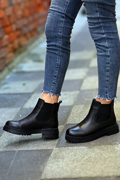 EREN SHOES BAG (CHELSEA) Siyah Gerçek Deri Bot