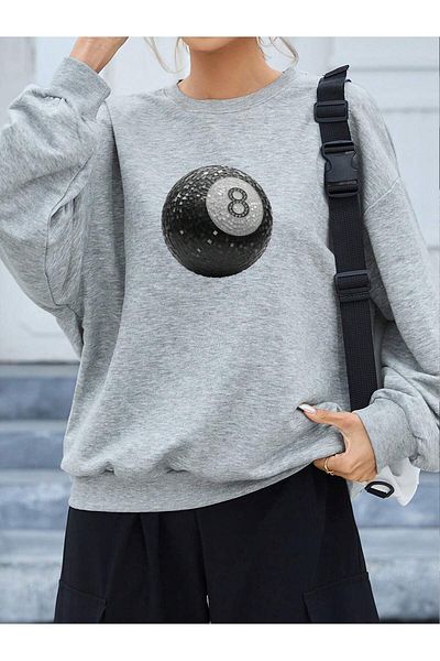 Mythologie Φούτερ 8 Top Oversize - Γκρι στάμπα, Crew Neck