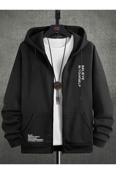 Mythologie Cardigan gros Believe Yourself - Cardigan oversize de vară cu glugă și buzunar cu fermoar