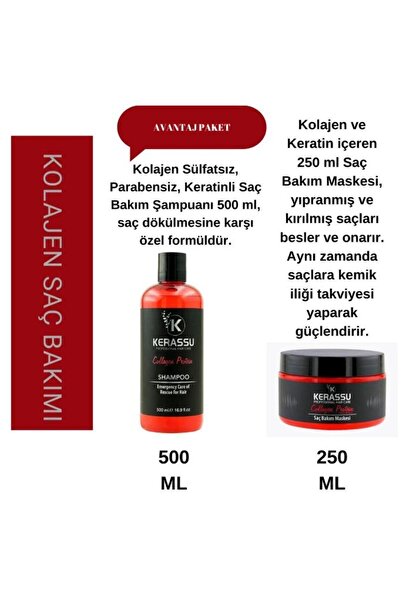 KERASSU Kolajen Saç Bakım Şampuanı Ve Maskesi Yıpranma Ve Kırıklara Son Besle...