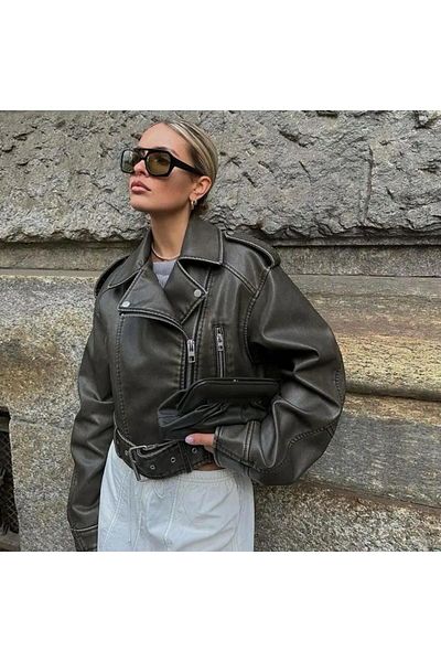 Rhythm London Textile Jachetă de motociclist din piele supradimensionată - cu detaliu curea