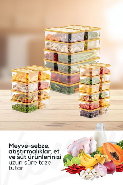 Vienev Green 30-Piece Refrigerator Organizer - Microwavable Freezer Storage Container