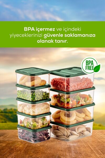 Vienev 10'lu Buzdolabı Düzenleyici Organizer Mikrodalgaya Uygun Difriz Saklama Kabı Yeşil